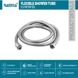 ramya Luxury Series 5 Gear Multi Adjustable Rain Spray Shower With 1.5MTR Tube Hook Handheld image 3