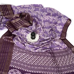 sareeswag Floral Print, Woven, Temple Border Kalamkari Silk Blend Saree image 2