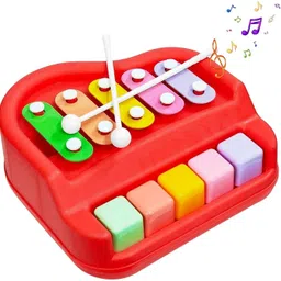 trakyworld 2 in 1 Small Xylophone and Piano Toy for Kids with Colorful Keys and Drum Sticks-picture-35