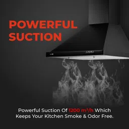 blowhot 60 cm EVA S BPC, Push Control, Baffle Filter, Led Lights Wall Mounted Black 1200 CMH Chimney image 5