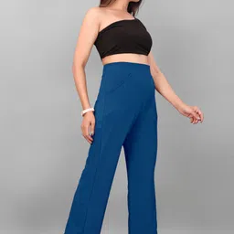 sai fashion Women Solid Blue Track Pants image 5