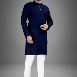 vyomcreation Men Cotton Blend Kurta Pyjama Set image 2