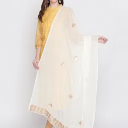 dupatta bazaar Chiffon Embellished White Women Dupatta-picture-11
