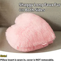 wondershala Microfibre, Polyester Fibre Cushion Pack of 1 Solid Pink fur cushion image 4