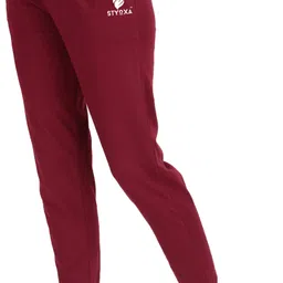 styoxa Pack of 2 Women Solid Black, Maroon Track Pants image 3