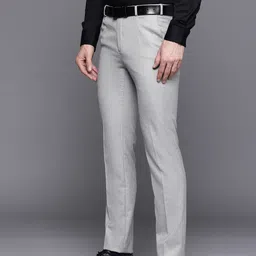 raymond Men Slim Fit Grey Polyester Trousers image 3