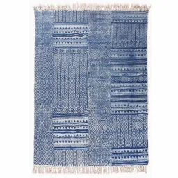 casavani Blue Cotton Geometric 3x2 Hand Woven Dhurrie image 2