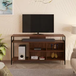 Duskin Engineering Wood Floor Standing Tv Entertainment Unit In Brown Maple Finish-image-35