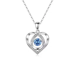 brd jewelry 925 Sterling Silver Blue Diamond Heart Pendant Necklace For Women and Girls I Gifts For Girlfriend Wife I 6 Months Warranty* image 1