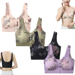 fliqa Pack of 2 Seamless Nursing Bras for Women | Breathable Sport Front-Open Design with 4 Buttons | Comfortable Multicolor Breastfeeding Bras image 1