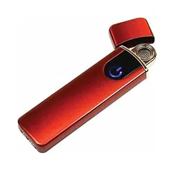 TechKing (𝙎𝙋𝙀𝘾𝙄𝘼𝙇 𝘿𝙀𝘼𝙇 𝙒𝙄𝙏𝙃 15 𝙔𝙀𝘼𝙍𝙎 𝙒𝘼𝙍𝙍𝘼𝙉𝙏𝙔) Portable Pocket Mini Slim Electronic Touch Sensor Metal Lighter USB Rechargeable Windproof Flameless Lighter for Smoking image 1