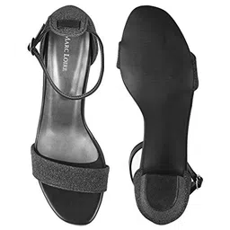 marc loire Women's Shimmer Open Toe Comfortable Block Heel Sandals image 5