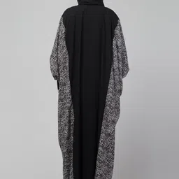 muslim closet Free Size Dual Fabric Kaftan With Attached Belt - Made with Printed Crepe And Nida Matte Fabric for Women and Girls image 2