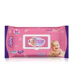 Babit Baby Care Wet Wipes with Lid Alcohol-Free, Paraben-Free Enriched with Glycerin & Aloe Vera Extract Soft & Gentle on Newborn Baby Skin Pack of 2 (80 Wipes each pack) image 3