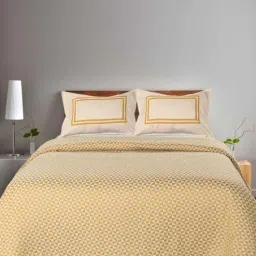 saral home Yellow Geometric 144 TC 100% Cotton King Sized Bed Sheets with 2 Pillow Covers-picture-25