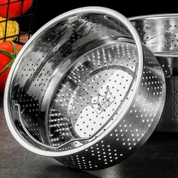 samusagya Steaming Basket Mixing Bowl Steel Steaming Basket, Strainer image 2