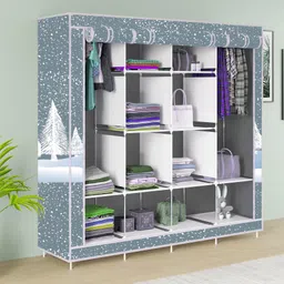 mezire 3 door 12 Rack Print PP Collapsible Wardrobe-picture-11