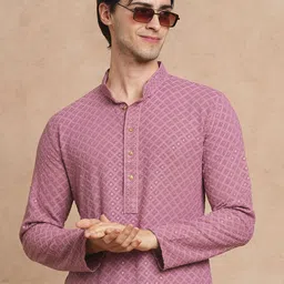 swagg india Men Embellished Viscose Rayon Straight Kurta image 3
