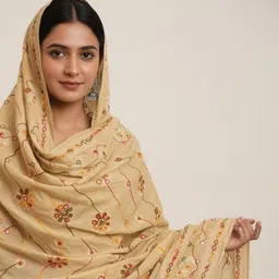 sahilgarments Cotton Blend Self Design Yellow Women Dupatta-picture-15