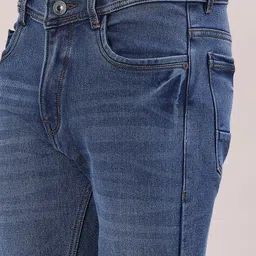 v-mart Men Slim Mid Rise Dark Blue Jeans image 3