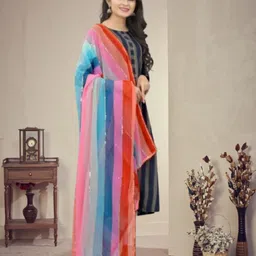 jayu Georgette Embroidered Multicolor Women Dupatta image 2