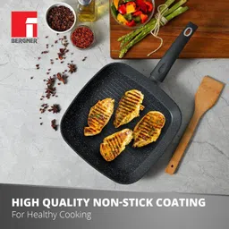 bergner Orion Non-Stick For Low Oil Sauté/Pancake/ Crepe/Eggs/Paratha/Toasts Grill Pan 28 cm diameter 2.5 L capacity image 3