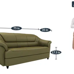 durian Berry compact Leatherette 3 Seater Sofas in Olive Green Colour image 3