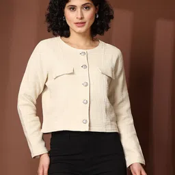 pluss Women Solid Single Breasted Casual Blazer-picture-10