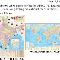 eoimarketing Pack of 2 Indian Political & World Physical Map | 70x100 cm / 28x40 inch | 90 GSM Thick Paper | Extra Quality Print | New Edition with QR Code | SSC, UPSC & Competitive Exams Paper Print Paper Print image 3