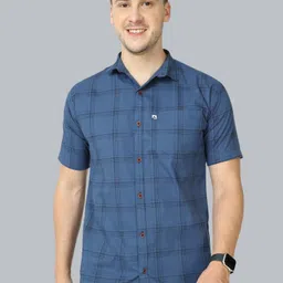 aidan paul Men Regular Fit Checkered Cut Away Collar Casual Shirt-picture-17
