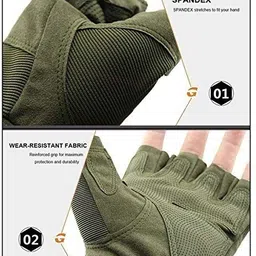 Half Finger Motorcycle Riding Gloves (Military Green, Medium) (armygreen) Riding Gloves-image-6