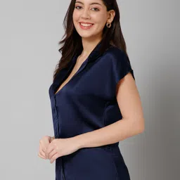 purys Women Regular Fit Solid Spread Collar Casual Shirt image 3