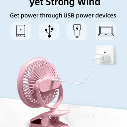 UN1QUE Portable Clip on Fan Battery Operated, 6 Inch Powerful USB Table Fan, 3 Speed Portable Clip on Fan Battery Operated, 6 Inch Powerful USB Table Fan, 3 Speed USB Air Cooler image 2
