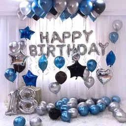 Solid Birthday Decoration Kit 43 Pcs, "Happy Birthday" and 30 Pcs Metallic Balloons Balloon-image-54
