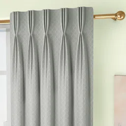 curtain label Grey Geometric Poly Cotton 7 Ft Light Filtering Pinch Pleat Door Curtains (Set of 2) image 2