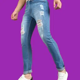 denim fit Women Relaxed Fit High Rise Light Blue Jeans-picture-11