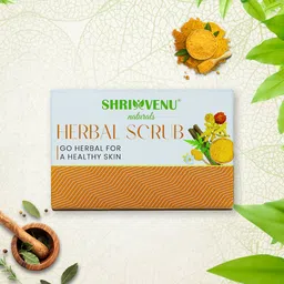 shri venu premium herbal scrub soap with tulsi, neem helps in skin infections pack of 2 image 1
