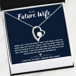 rakva Gift Wife To My Future Wife Love You The Most Forever And Always Necklace Gift Cubic Zirconia Sterling Silver Pendant Set-picture-15