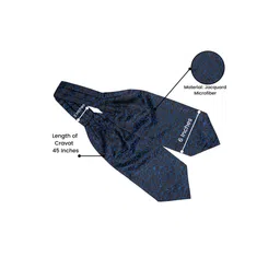 The Tie Hub Men Blue & Black Woven Design Cravat image 2