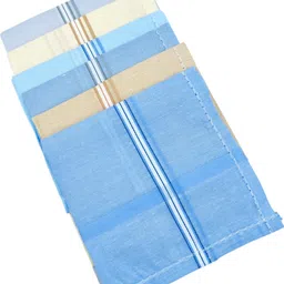 Mens Mart Cotton Hanky For Men, 19x19 iIches, Premium Soft Cotton Handkerchiefs ["Light Color With Stripes"] Handkerchief-picture-18