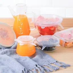 starshoppy Silicone Lid Set, Silicon lids for containers, Silicon Stretchable lids, Silicone lids and Cover -(PACK OF 6) 8 inch Lid image 2