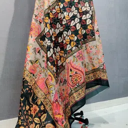 kaizen international Art Silk Applique Multicolor Women Dupatta-picture-10