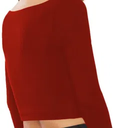 jovo Party Regular Sleeves Self Design Women Maroon Top image 2