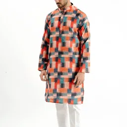 jodidar Men Printed Cotton Blend Straight Kurta image 2