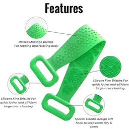 xyurea Body Back Scrubber, Double Side Silicon bath Belt for Shower image 3