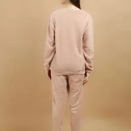 stem rope Women Night Suit Set Beige Solid image 2