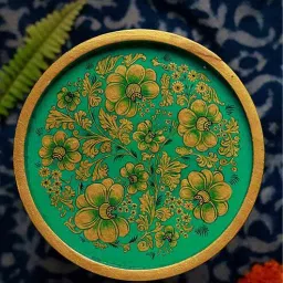 yellow verandah Multicoloured Handpainted Manila Mdf Mughal Floral Wall Plate-picture-30