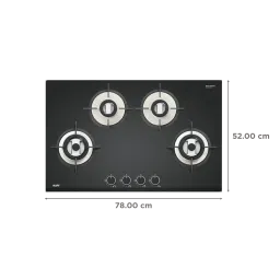 KAFF VRH 784 Tempered Glass Top 4 Burner Automatic Electric Hob (Matte Enamelled Pan Support, Black) image 2