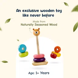 baby yank Wooden Stacking Toys Bear, Ring Stack Toy Montessori Toy Set for Baby, Toddler image 3