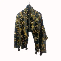 ogs Embellished Polyester Women Black Fancy Scarf, Stole, Scarf-picture-47
